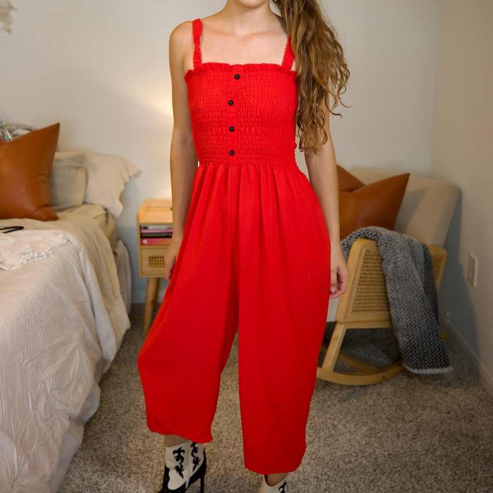Vintage Red Sleeveless Jumpsuit